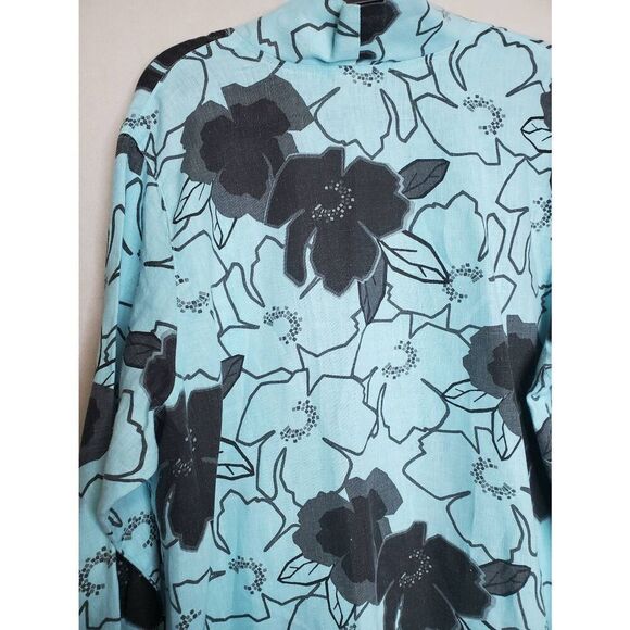 CMC Color Me Cotton Open Front Floral Jacket 100% Linen Made in USA Lagenlook - Picture 9 of 10